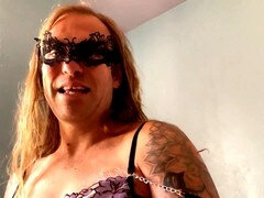 Purple panties, big balls, gay mask