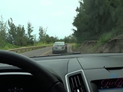 Coche, Penetracion con dedos, Masturbación, Al aire libre, Público, Coño, Chorro, Tetas