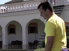 Outdoor sex with old man and teen girl