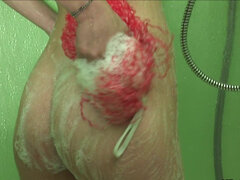 Punk rock teen Rene masturbating and cumming in the shower