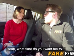 デカチン, デカパイ, フェラチオ, イギリス人, 車, 試験, Hd, 天然