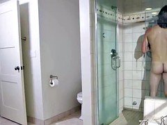 My gfs hot mom sneaks and sucks my dick in the shower