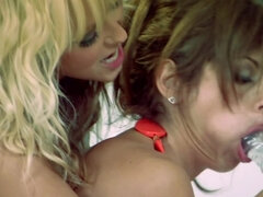 Jana Cova and Lisa Daniels can't stop licking each other