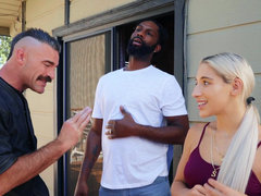 Schwarz, Blondine, Braunhaarige, Betrug, Paar, Behaart, Ehemann, Muschi