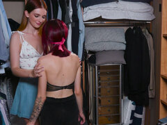 家族, ヒール, パーティ, 小柄, 赤毛, ティーン, 三人, オッパイの