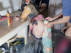 アナル, アジア人, デカ尻, 自家製, キッチン, メイド, 淫乱熟女, 義母