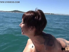 Catalya ass fucked by two guys on a boat