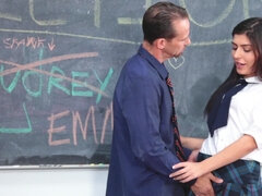 Lewd college girl spreads legs for teacher to be class president