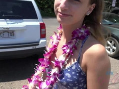 Kristen has a great time at the beach