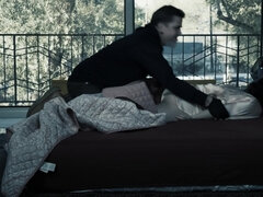 Brunette is handcuffed in the midnight and groped by a stranger