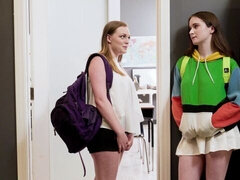 ブロンド, キス, レズビアン, 下着, オナニー, オマンコ, 女子高生, ストリッピング