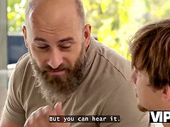 Elias K Upper watches Una Fairy's natural tits bounce while she sucks and fucks her BF's old man