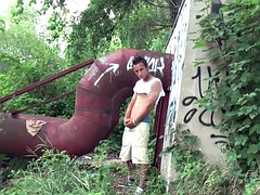 sexy gypsy guy gets an outdoor masturbating in Prague