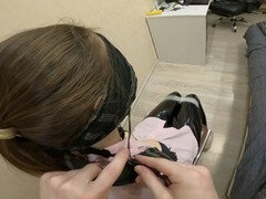 Softcore, ball gag, leather pants