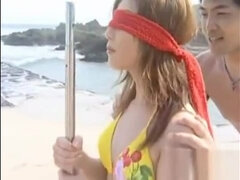 Asiatique, Plage, Sucer une bite, Tir de sperme, Faciale, Hard, De plein air, Pov