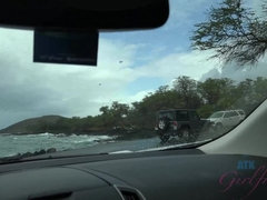 The rain doesn't keep you and Violet from exploring the lava flow