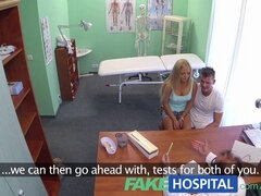 Real blonde girlfriend gets pounded hard by fakehospital boyfriend while the doctor gives his expert medical advice