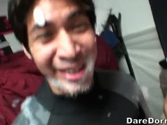 デカ尻, 大学生, 顔射, グループ, 毛深い, オマンコ, 剃毛, タトゥー