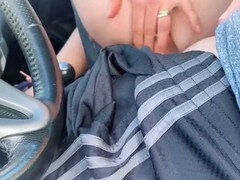 Amateur couple with a big ass getting steamy in public