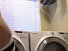 Amazing hot girl riding dildo on dryer