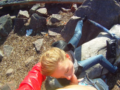 Amateur, Plage, Blonde, Sucer une bite, Tir de sperme, Hard, Maigrichonne, Adolescente