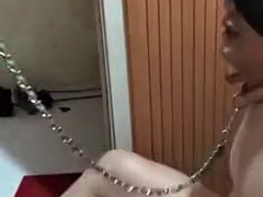 Real Asian mistress face sitting and pissing on slave