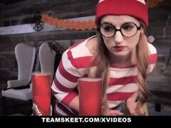 Petite Redhead Cleo Clementine in Halloween Costume Fucked Hard by BBC