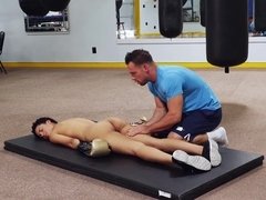 Young ebony nailed by her boxing trainer