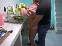 🥵 My son's friend finds me in the kitchen, puts my panties aside and puts it in me hard