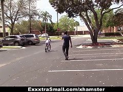 Exxxtrasmall - adorable biker learns to rail cock