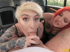 Kont, Grote lul, Blond, Pijpbeurt, Diep in de keel, Likken, Roodharige vrouw, Trio