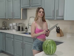 Skinny blonde teen Molly Little's kitty pounded hardcore