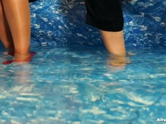 フェティッシュ, ジーンズ, サテン, 濡れ