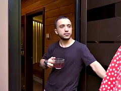 MATURE4K. Man tags horny mature woman with red hair in sauna