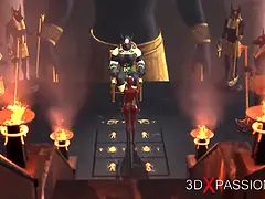 Sex in ancient Egypt! Anubis fucks a young egyptian slave in his temple