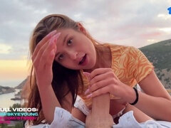 Naughty evening on the rooftop: Leo Dee receives a mind-blowing blowjob