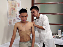 Seducing Asian doctor blows patient and fingers asshole