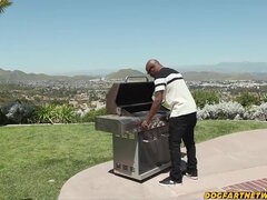 デカチン, ブロンド, イマラチオ, チン, 手コキする, 異人種間, オマンコ, オッパイの