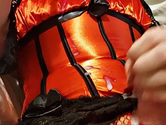 素人, 女装男装, イく瞬間, 下着, オナニー, 熟年, 穴開きパンティ, 一人