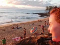 Amateur, Bikini, Nue, De plein air, Petite femme, Public, Chatte, Nénés