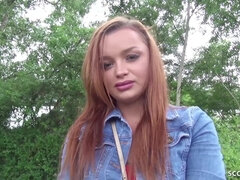 Sperma shot, Duits, Hardcore, Orgasme, Roodharige vrouw, Spuiten, Kousen, Tiener