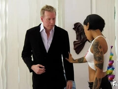 Petite Young Honey Gold Fucks Her Stepdad After Helping Him Dress