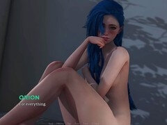 Tridimensionnel, Chambre à dormir, Jeux, Petite femme, Chatte, Jarretelles