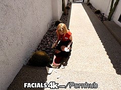 デカチン, ブロンド, フェラチオ, バック, 顔射, Hd, 小柄, 三人
