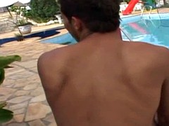 Spermaladung, Schwul, Hardcore, Muskel, Im freien, Pool, Ablutschen