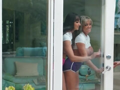 Innocent bystander falls sex victim of two busty pornstars