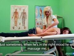 Médecin, Doigter, Lesbienne, Léchez, Infirmière, Bureau, Chatte, Voyeur