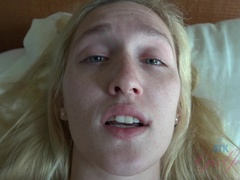 Leie, Blondine, Blasen, Freundin, Behaart, Handjob, Orgasmus, Pov