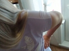 デカ尻, フェラチオ, 浮気者, チン, 自家製, ロシア人, 生徒, フェラする