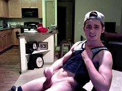 Cute Boy Jerks His Cock and Shows Ass